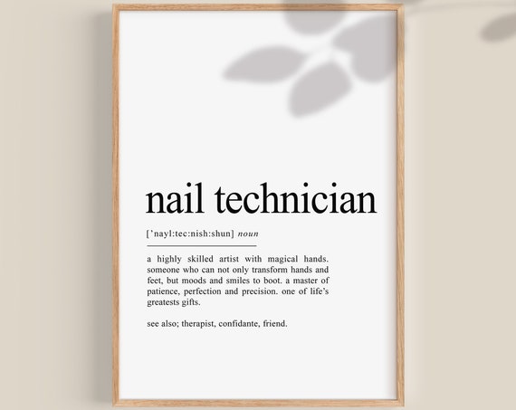 Nail Technician Definition Art Print, Salon Decor