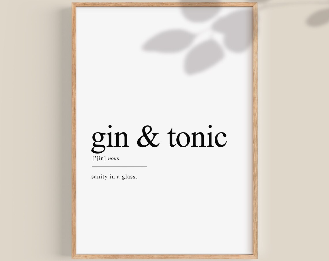 Gin And Tonic Definition, Bar Decor Art Print