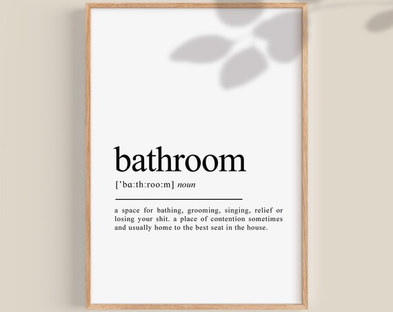 Funny Bathroom Prints Fun Bathroom Definition Cute Dictionary Posters Guest Restroom Toilet Wall Art