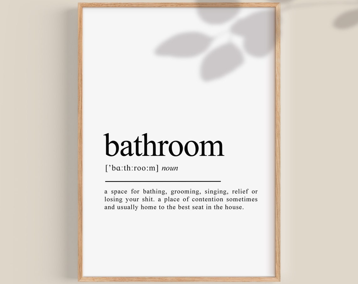 Funny Bathroom Definition Word Art Print For Guest Restroom Decor