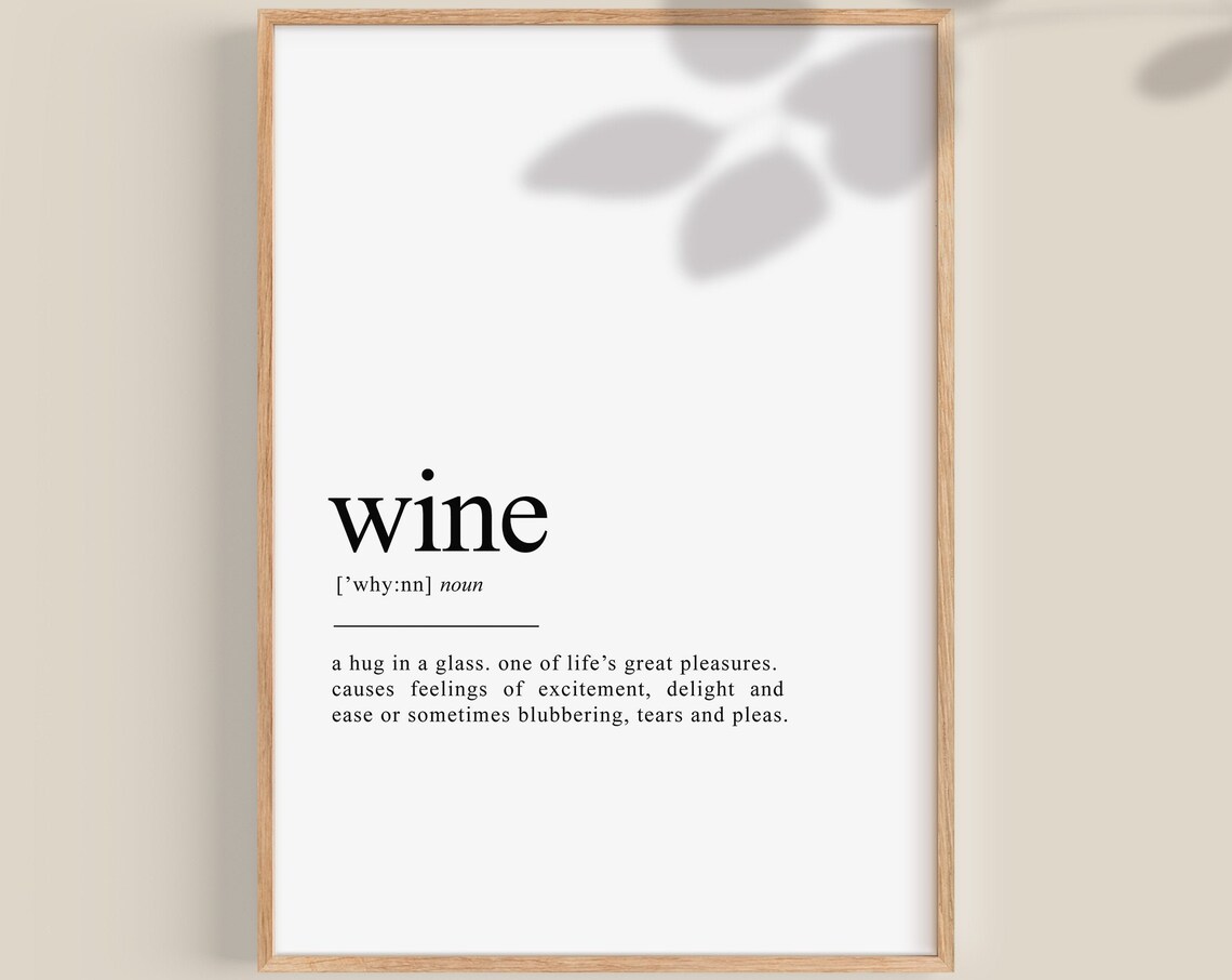 Wine Definition Poster, Funny Bar Decor Wall Art