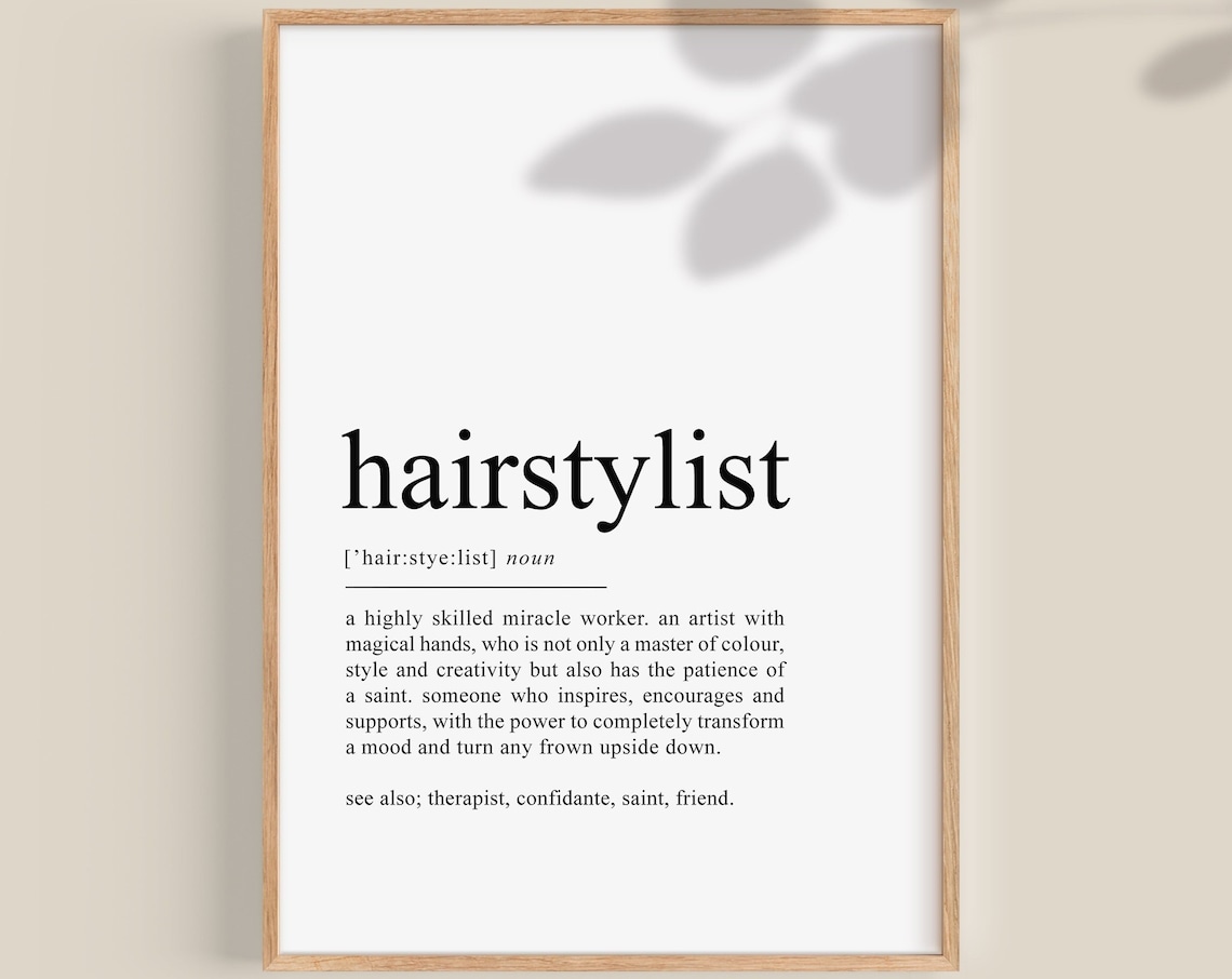 Hairstylist Definition Print, Salon Wall Art