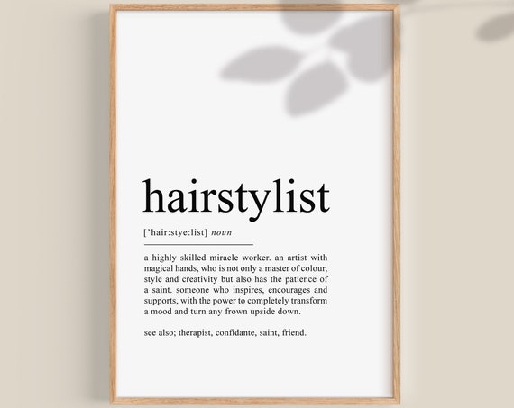 Hairstylist Definition Print, Salon Wall Art