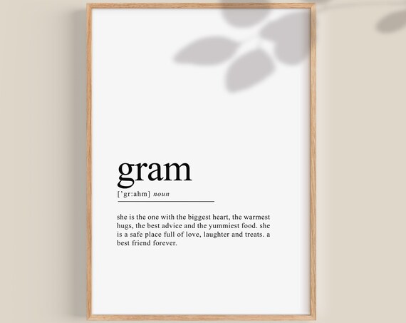 Gram Definition Print, Christmas Gift for Grandma