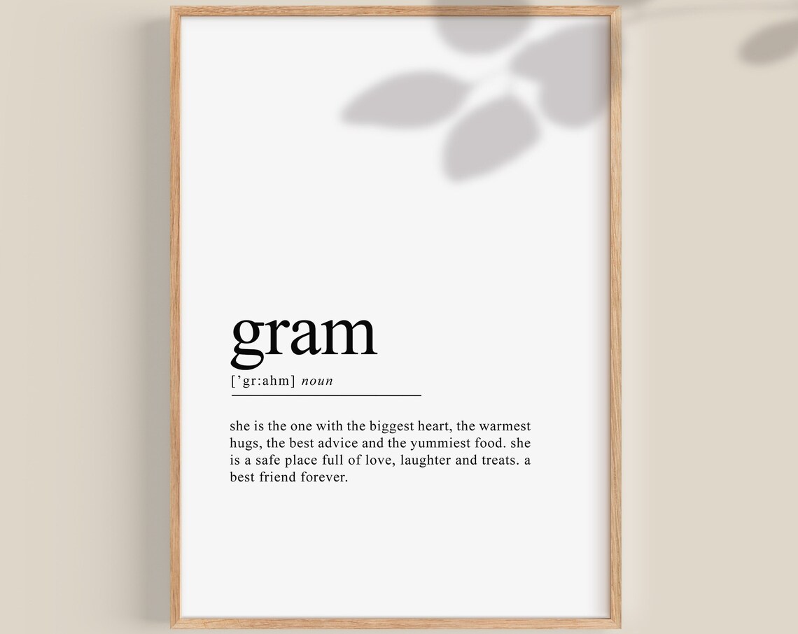 Gram Definition Print, Christmas Gift for Grandma