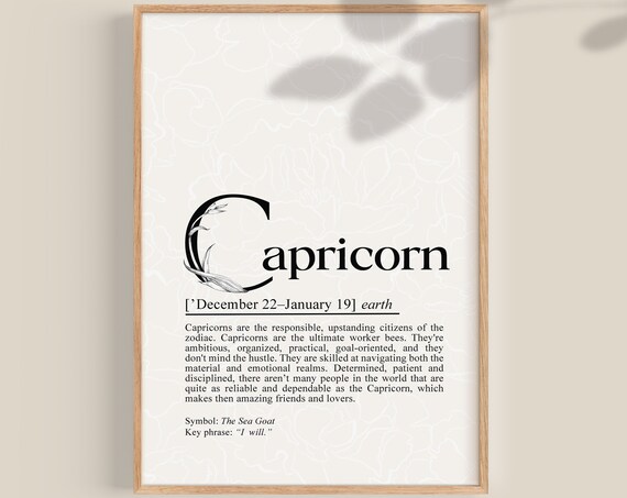 Capricorn Zodiac Definition Star Sign Astrology Birthday Poster