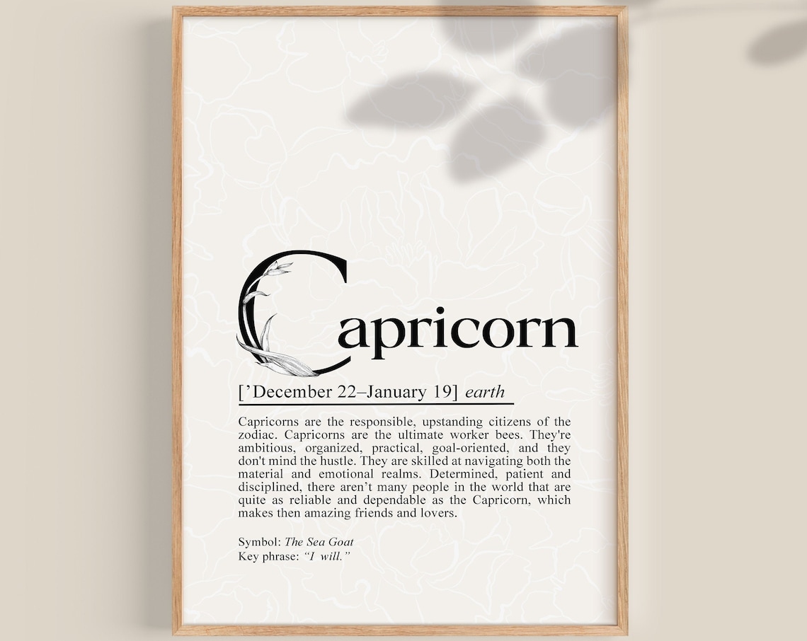 Capricorn Zodiac Definition Star Sign Astrology Birthday Poster