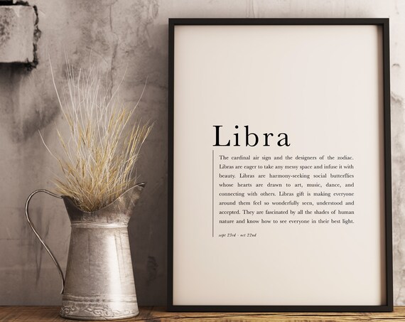 Libra Zodiac Sign Poster, Astrology Wall Art Print