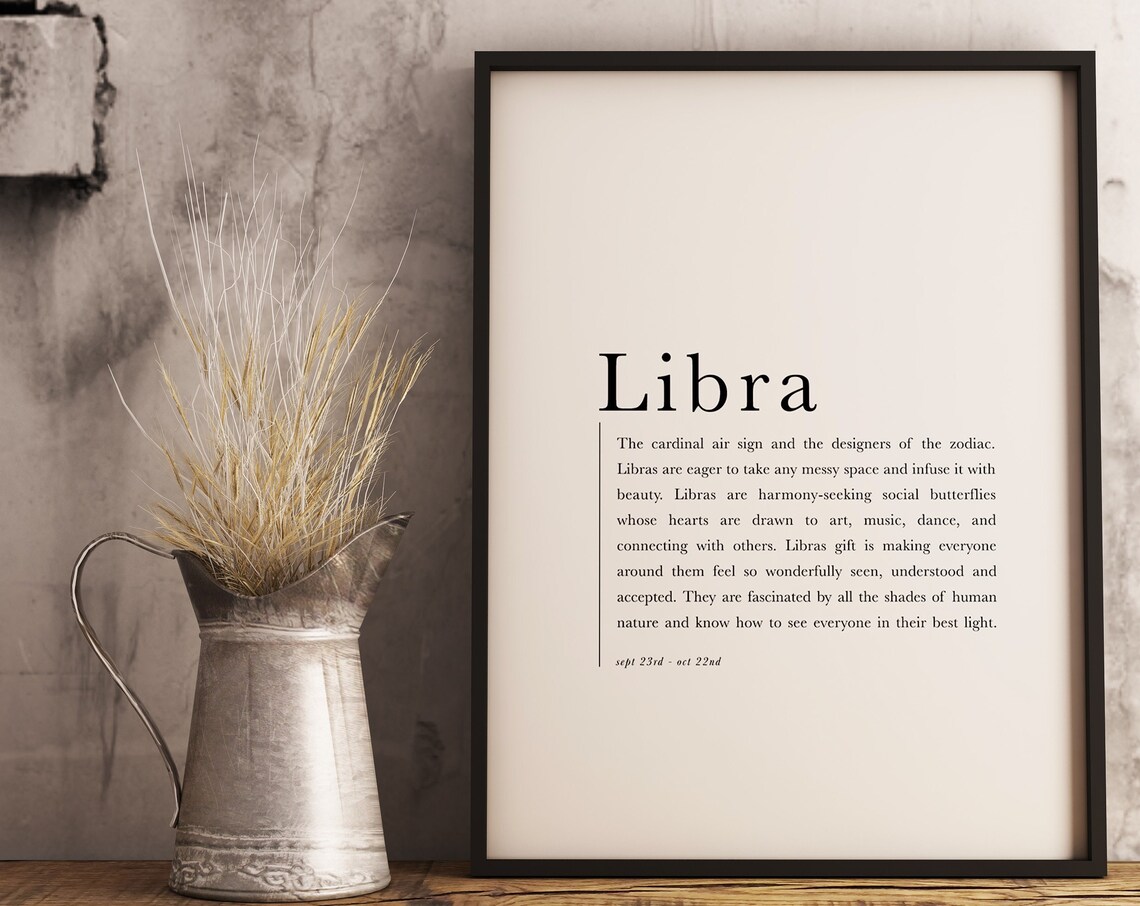 Libra Zodiac Sign Poster, Astrology Wall Art Print