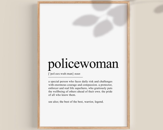 Policewoman Definition Art Print, Police Gift