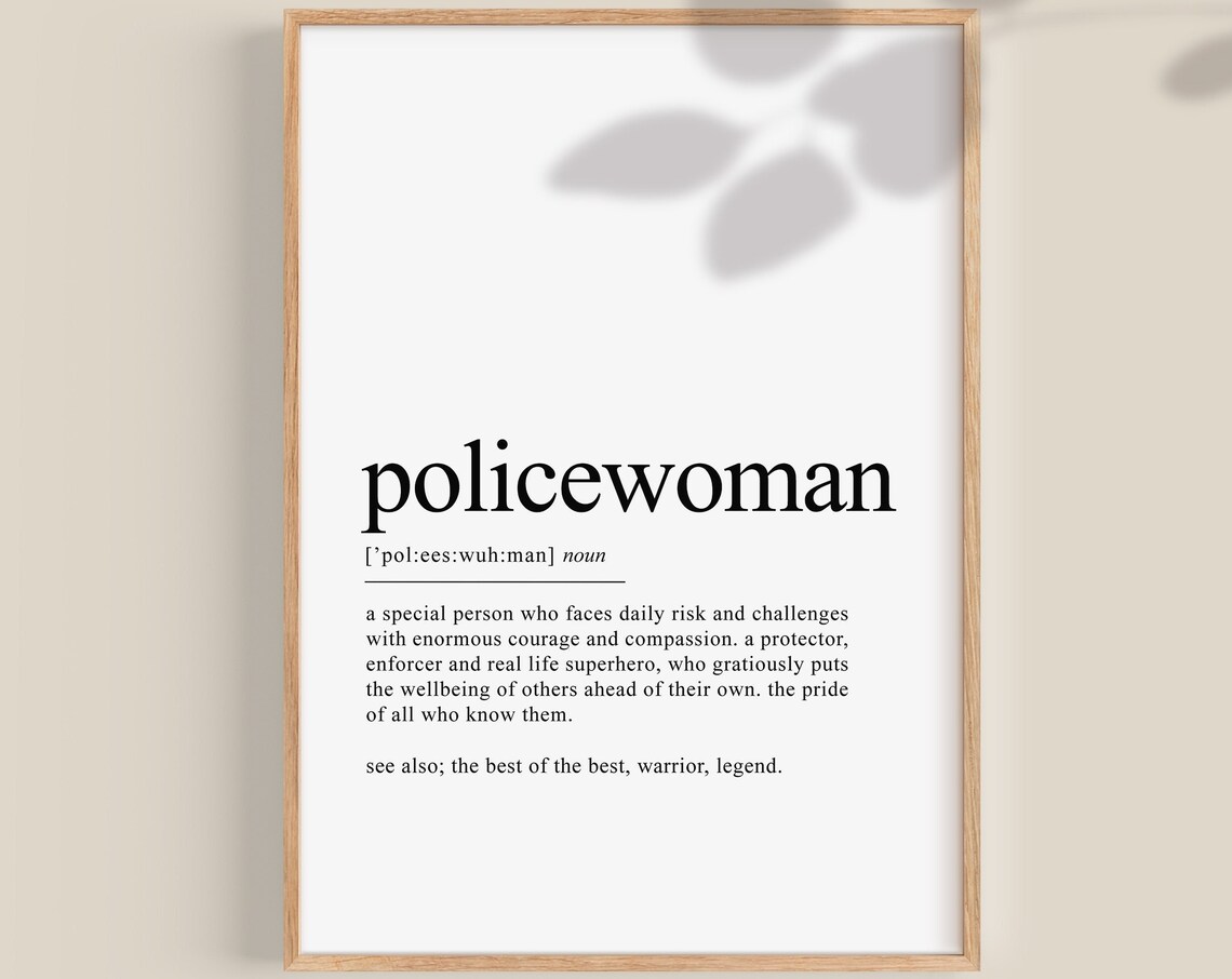 Policewoman Definition Art Print, Police Gift