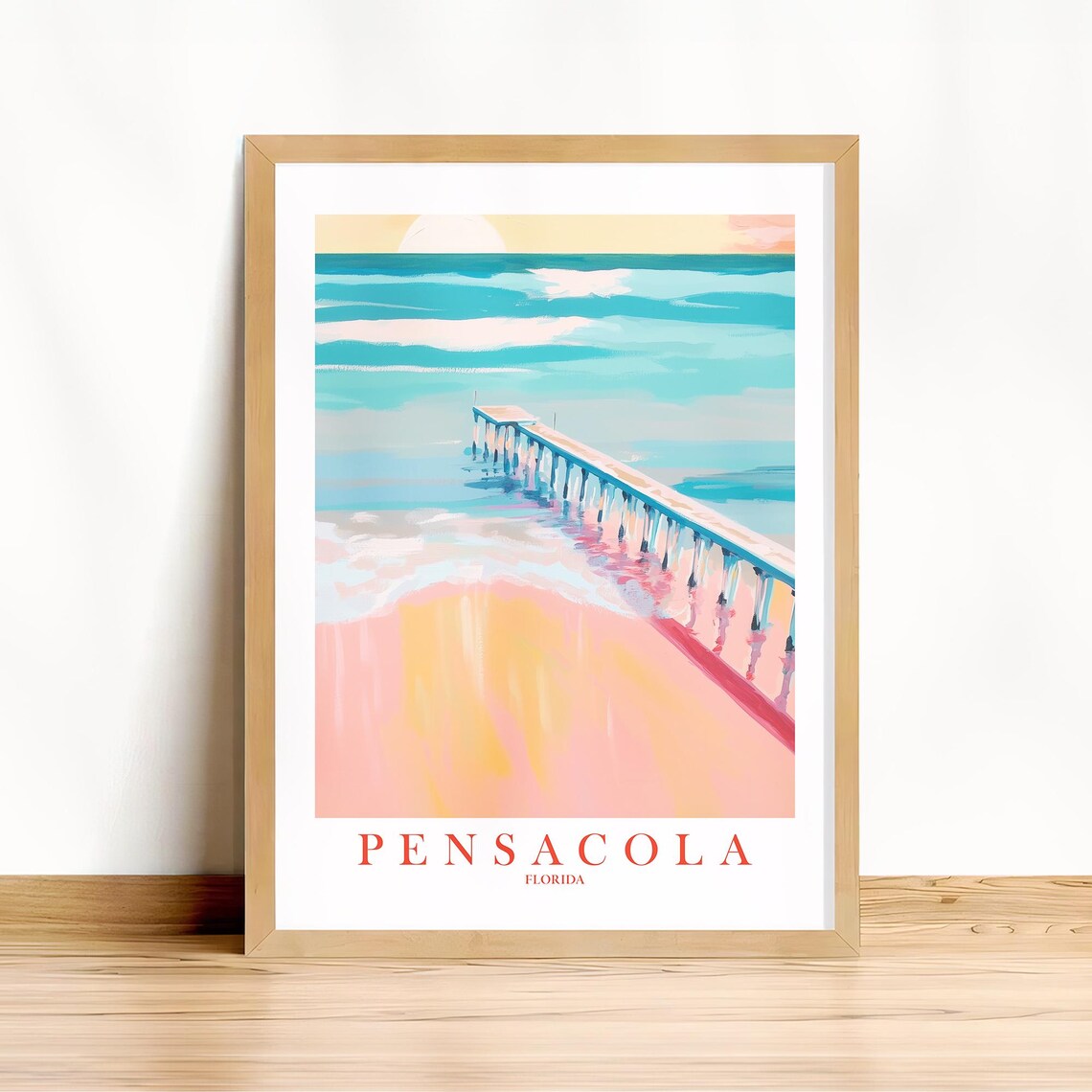 Pensacola Florida Retro Travel Poster, Dorm Decor