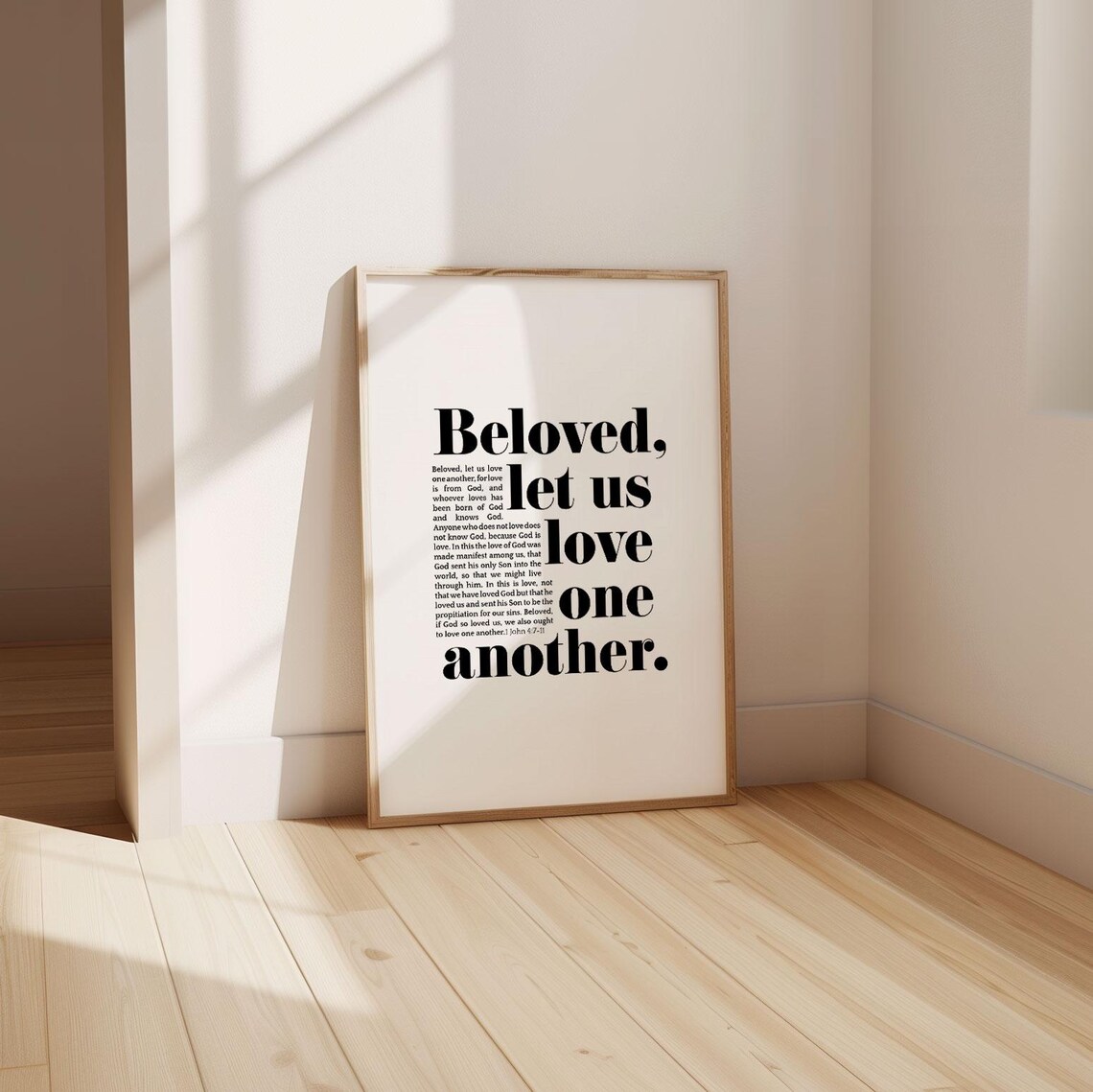 1 John 4 7 Beloved Let Us Love One Another Bold Serif Scripture Wall Poster - Image 4