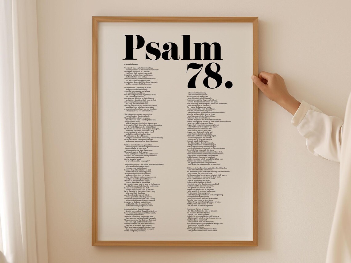 Psalm 78 Full Text Bible Verse Minimalist Bold Typography Scripture Poster