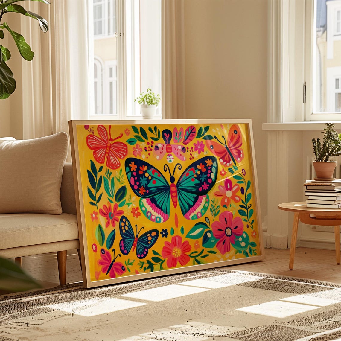 Print Butterfly Portrait Painting Mexican Wall Art New Listing 18 - Image 4