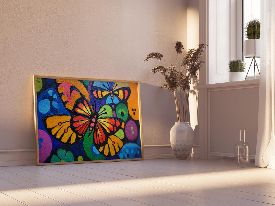 Print Butterfly Portrait Painting Mexican Wall Art New Listing 15 - Image 2