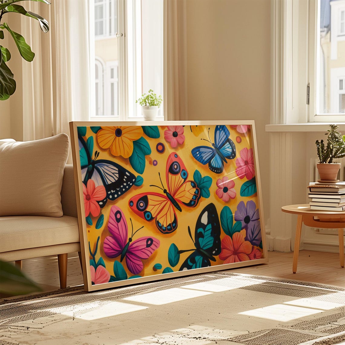 Print Butterfly Portrait Painting Mexican Wall Art New Listing 5 - Image 4