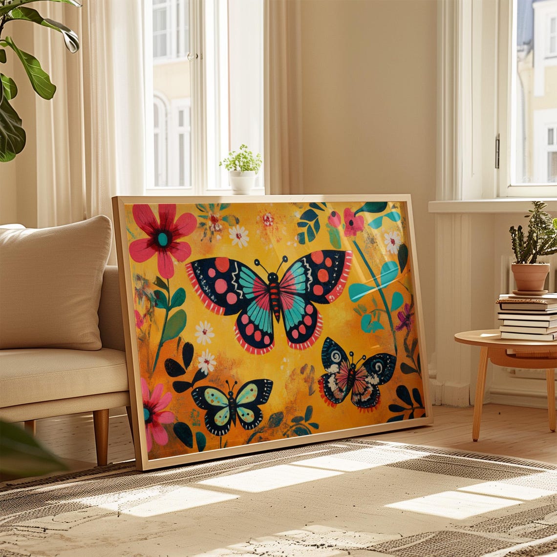 Print Butterfly Portrait Painting Mexican Wall Art New Listing 29 - Image 4