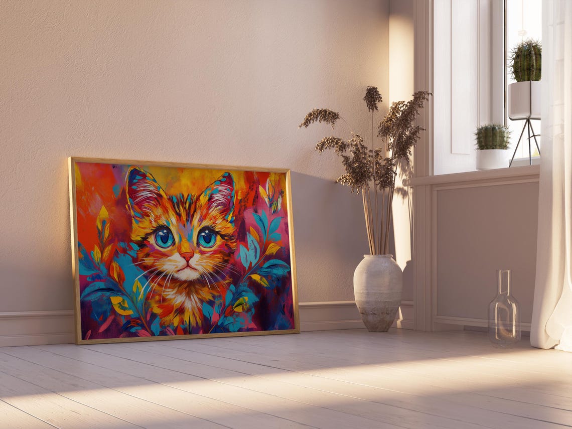 Cute Orange Kitten With Big Blue Eyes Flame Colored Fur Poster - Image 2