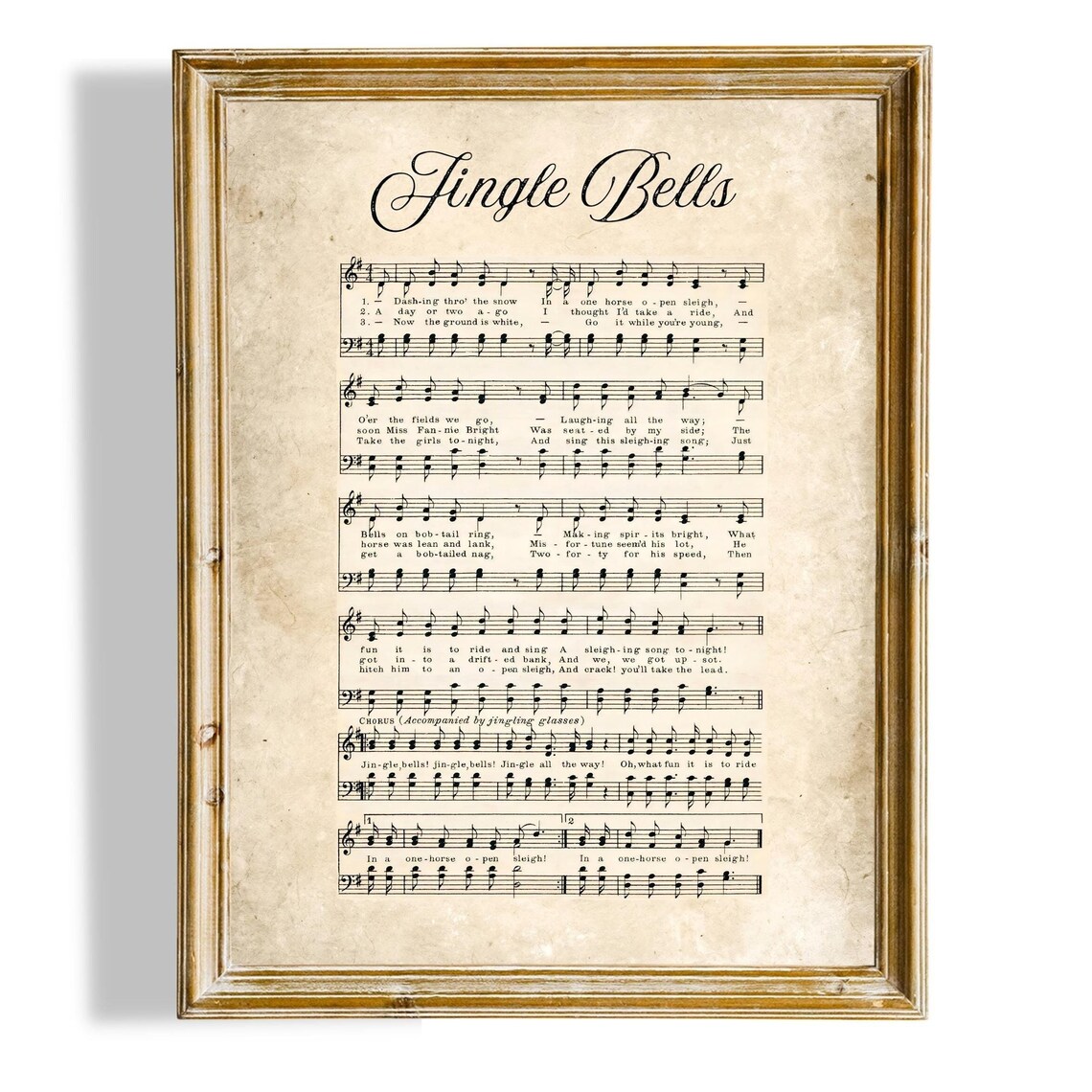 Jingle Bells Vintage Sheet Music On Aged Parchment Christmas Poster