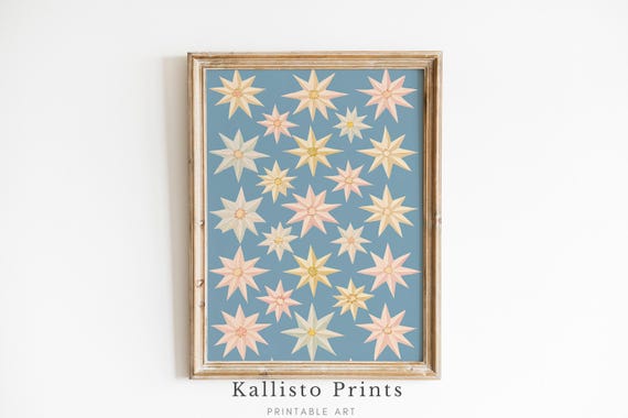 Vintage Star Pattern Art Print, Celestial Decor
