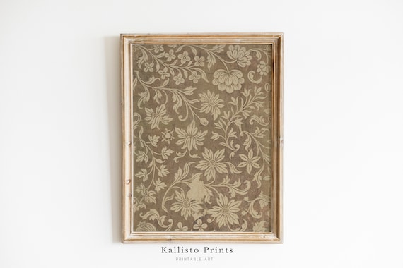 Sepia Tone Vintage Floral Pattern Art Print