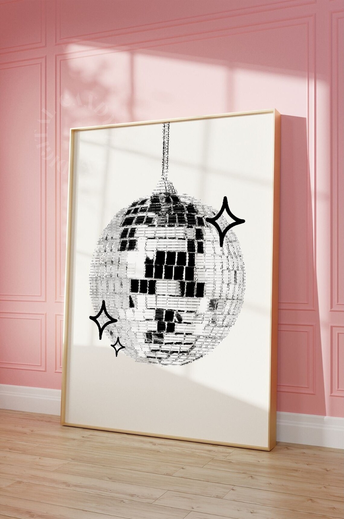 Disco Ball Print, Retro Bar Cart Art