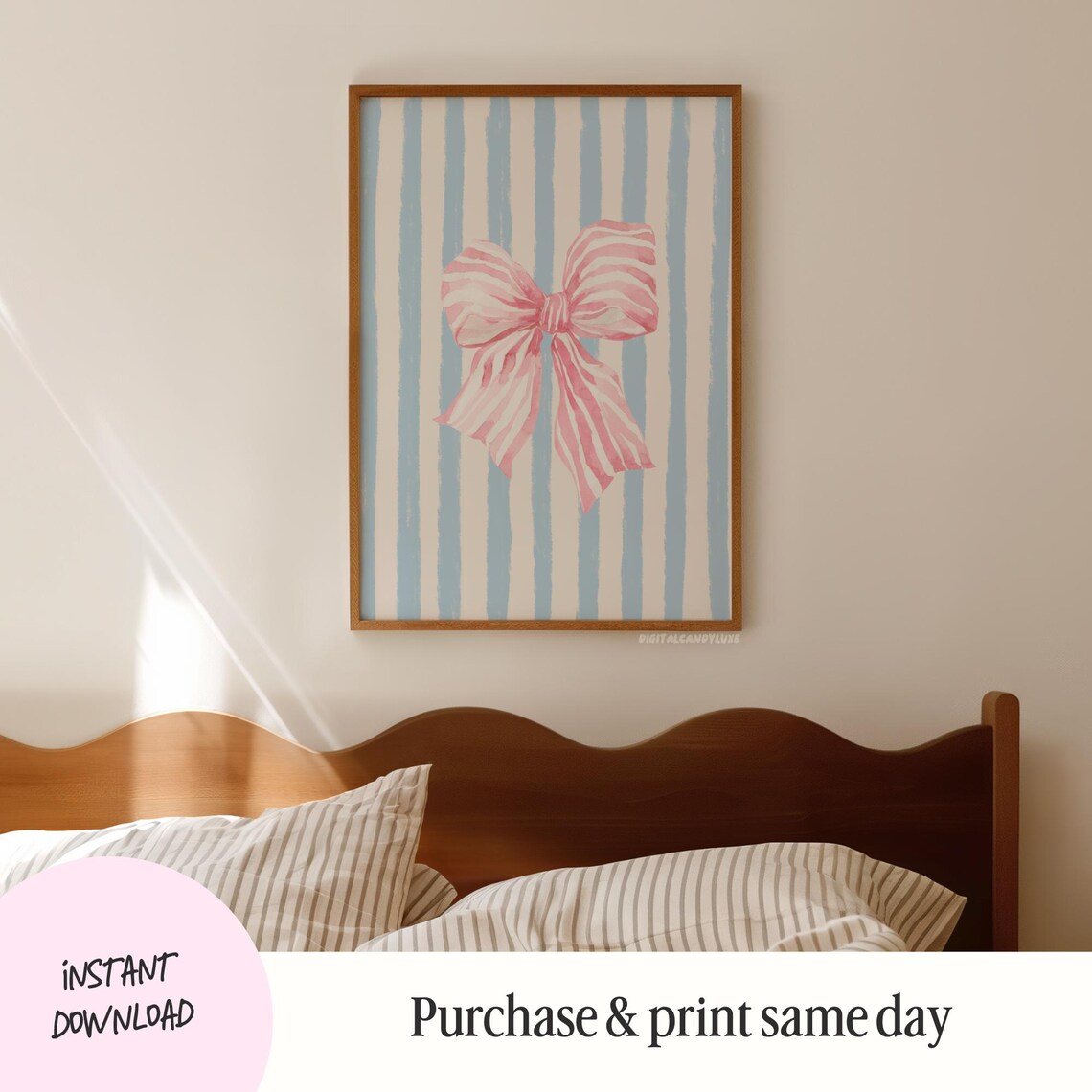 Vintage Bow Print, Retro Girly Decor Art Print - Image 3