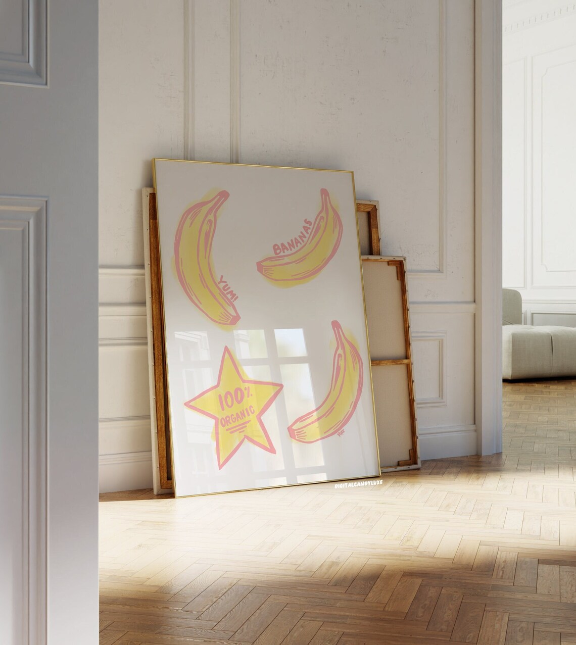 Yum Bananas 100 Percent Organic Star Funky Fruit Kitchen Poster