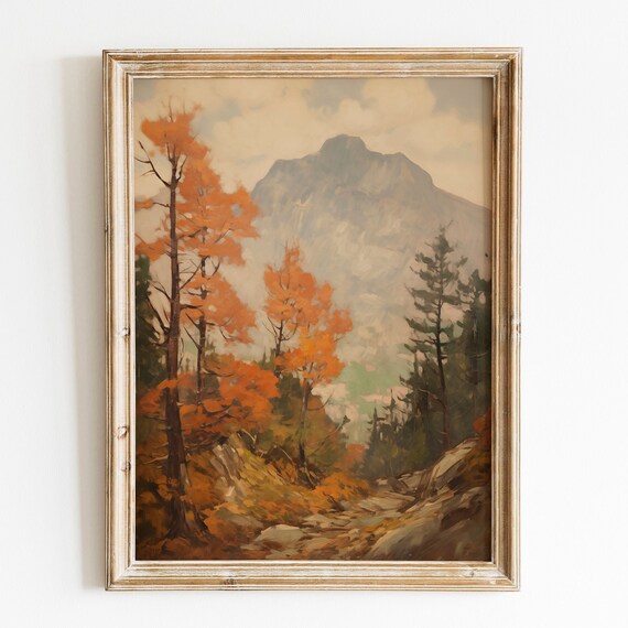 Orange Larches And Rocky Mountain Pass Autumn Landscape Poster
