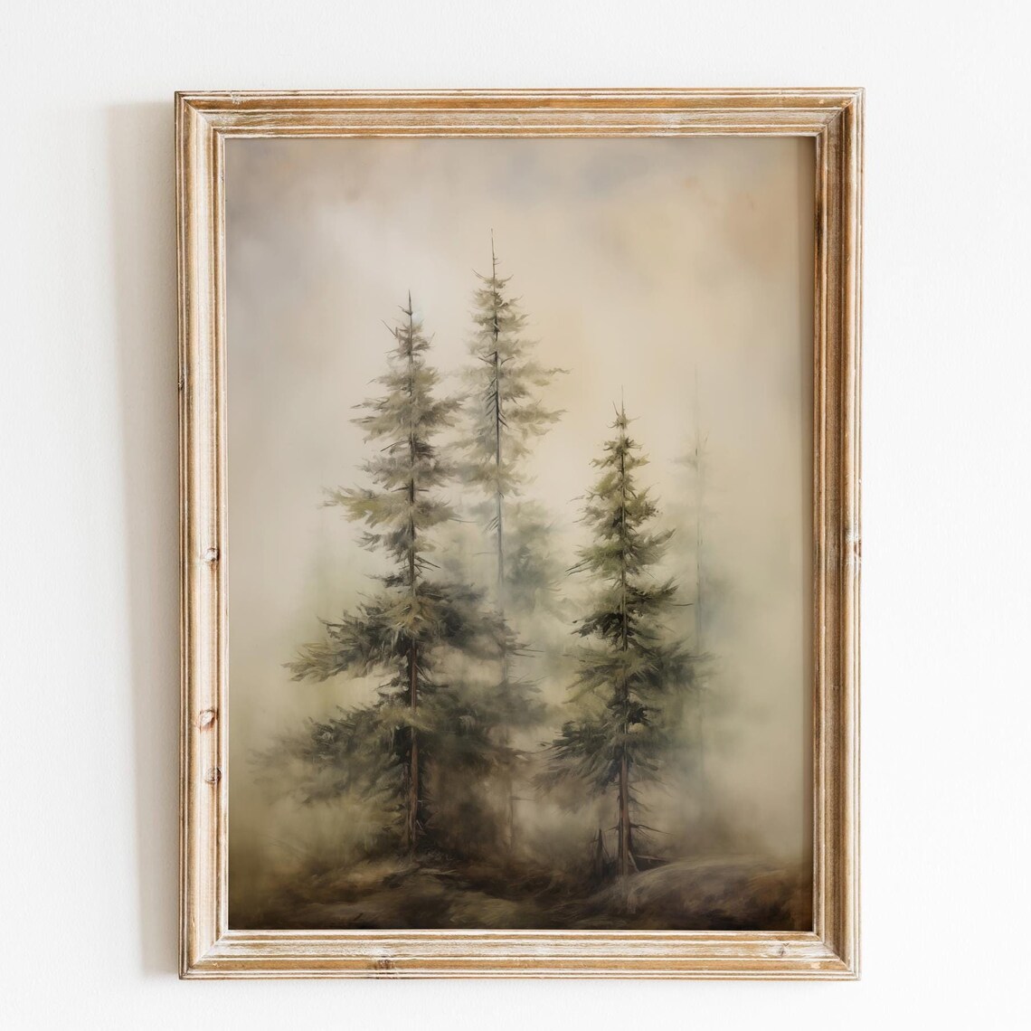 Vintage Christmas Tree Art, Snowy Forest Poster
