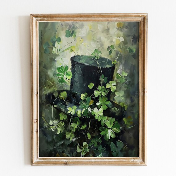Leprechaun Top Hat Among Shamrocks St Patricks Day Art Poster