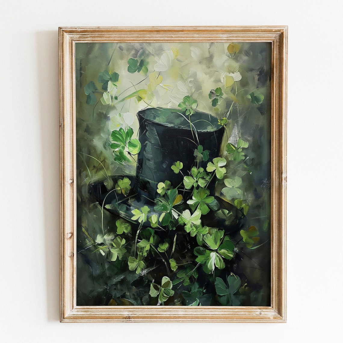 Leprechaun Top Hat Among Shamrocks St Patricks Day Art Poster