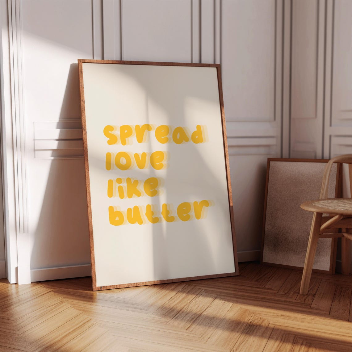 Spread Love Like Butter Cute Yellow Kitchen Typography Quote Poster