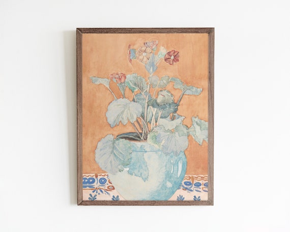 Maximalist Wall Art Boho Floral Wall Art Eclectic Flower Wall Art Vintage Flower Still Life Watercolor Painting Bold Wall Art