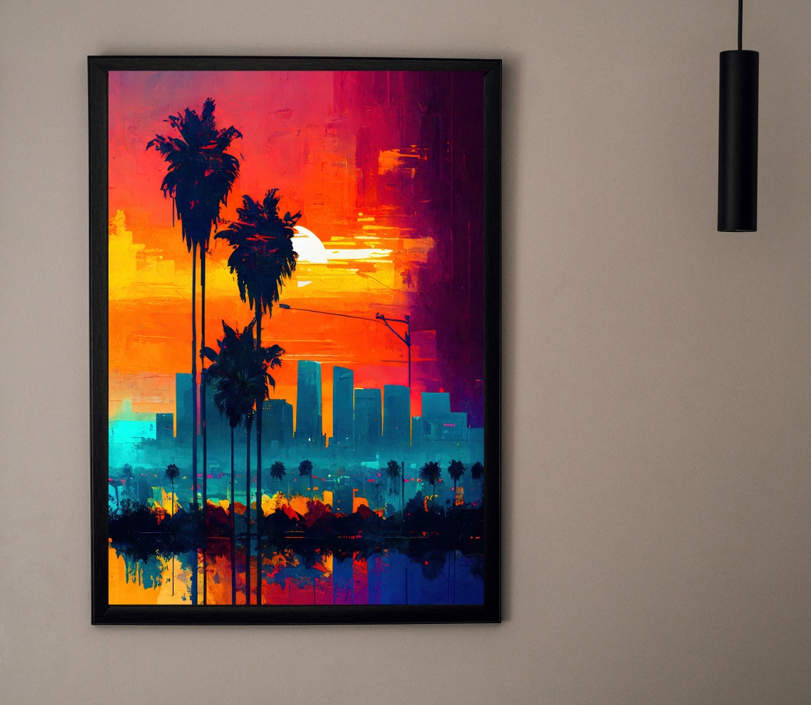 Los Angeles Travel Print Los Angeles Los Angeles Art Los Angeles Poster Print Los Angeles Painting California Wall Decor Usa - Image 5
