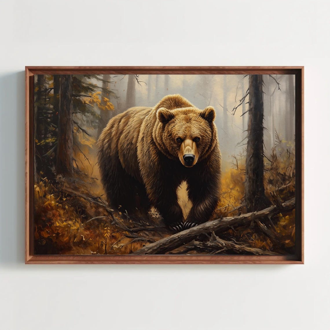 Grizzly Bear Walking In An Autumn Forest Fall Wildlife Poster