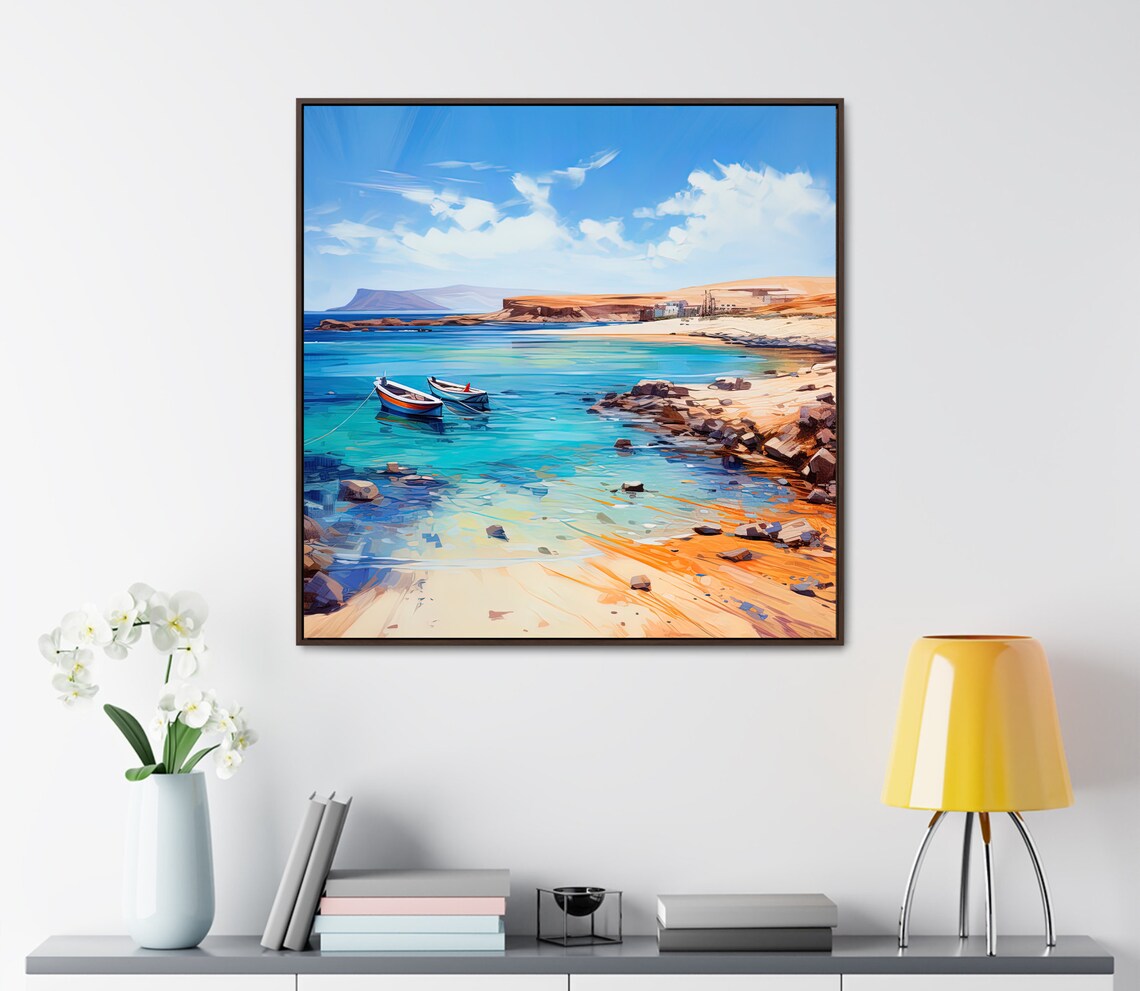 Lanzarote Beach Cove Fishing Boats Volcanic Coast Travel Poster - Image 4