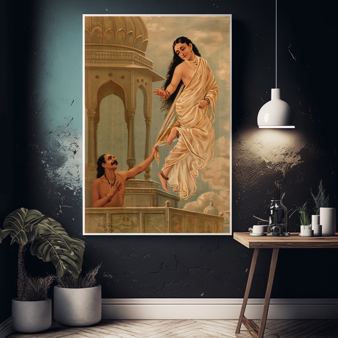 Urvashi Pururavas Raja Ravi Varma 1896 Vintage Mythology Art Print - Image 5
