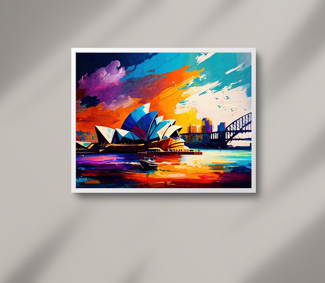 Sydney Skyline Oil Painting Travel Poster Art Print - Image 4