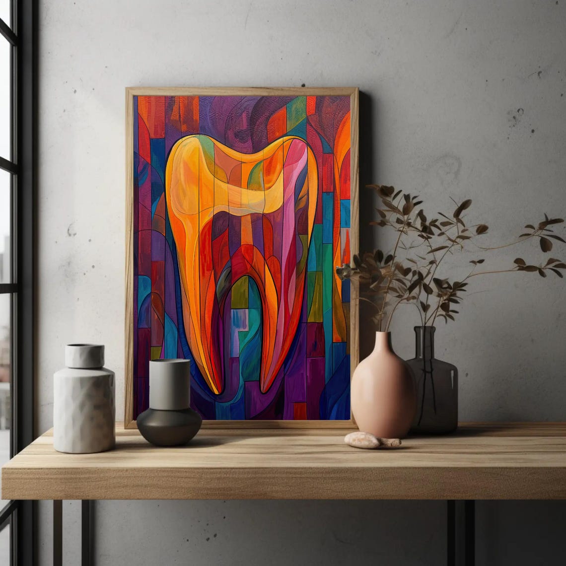Abstract Tooth Rainbow Stained Glass Style Dental Clinic Office Poster - Image 5