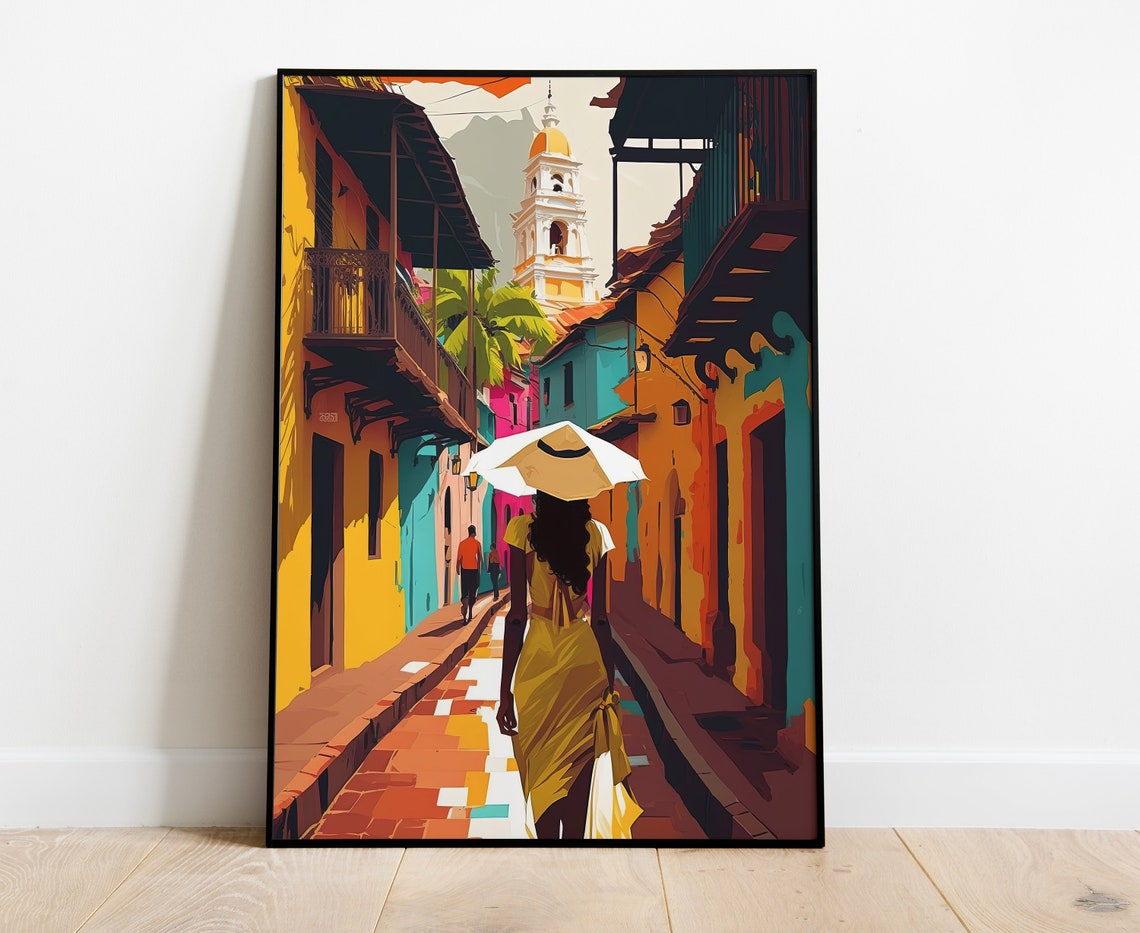 Colombia Modern Art Print Colombia Painting Cartagena Travel Print Caribbean Wall Art Poster Caribbean Travel Print Colombia Wall Decor - Image 4