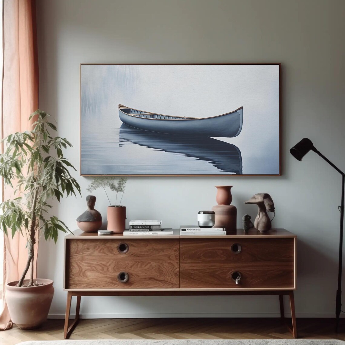Canoe In Still Water, Lake House Nautical Art Print - Image 4