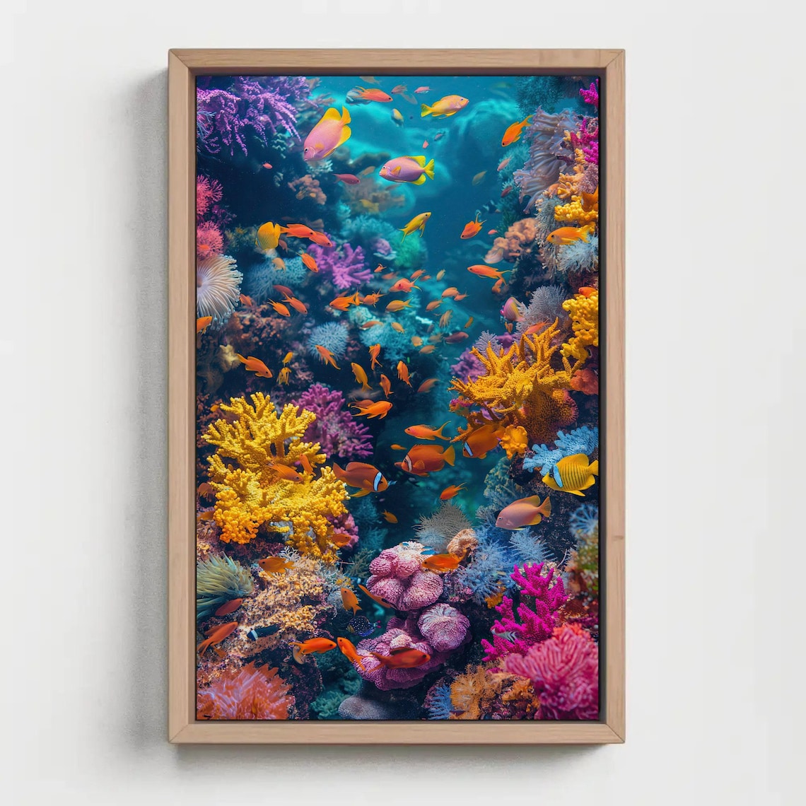 Vibrant Coral Reef With Tropical Fish Underwater Ocean Art Poster