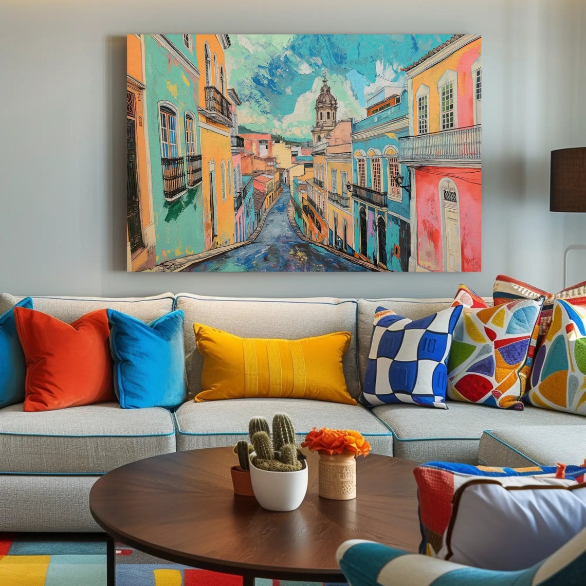 Streets Of Salvador Bahia Oil Painting Wall Art Brazilian Gift Brazilian Landscape Print Brazil Travel Poster Ready To Hang - Image 4