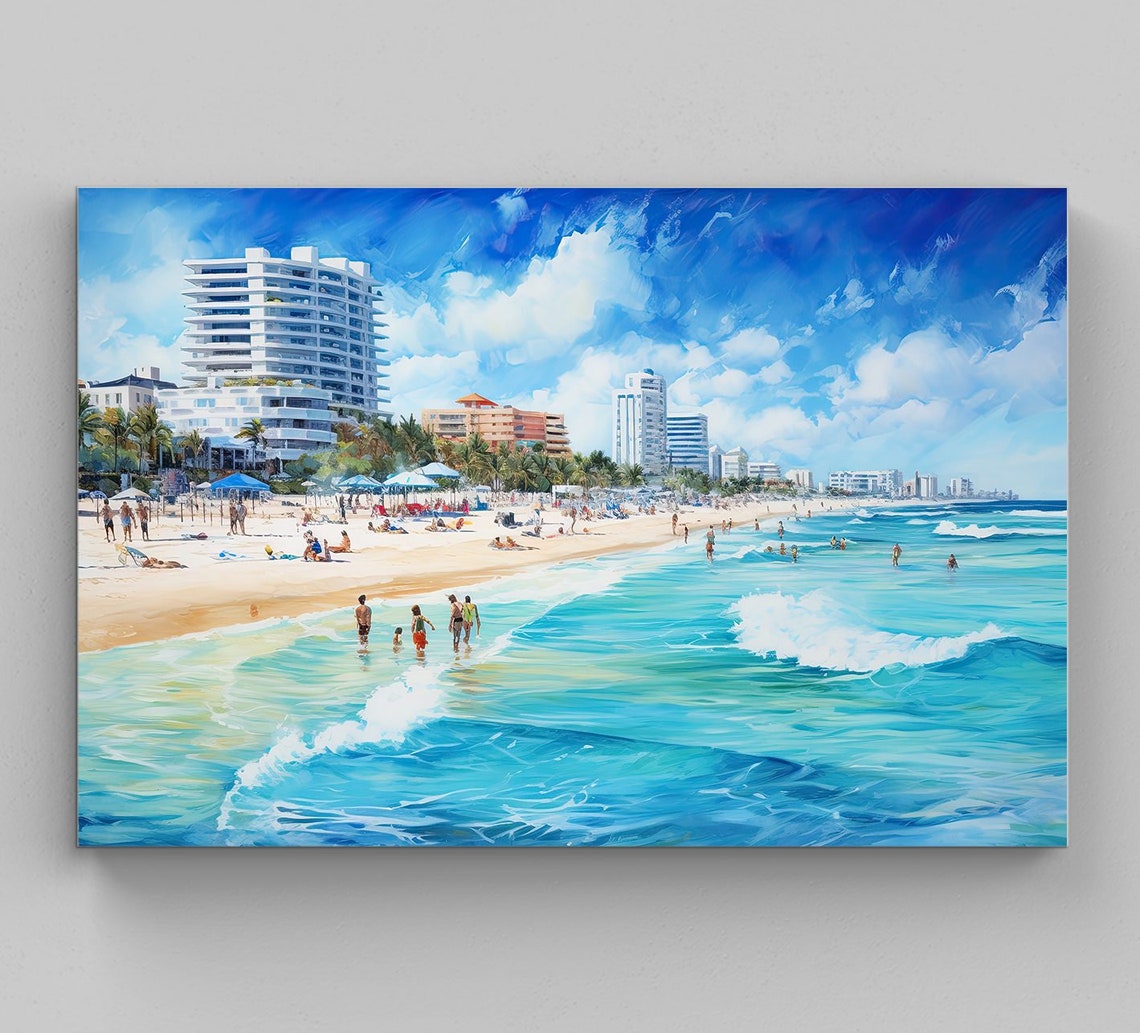 Cancun Beach Resort Coastline With Sparkling Turquoise Waves Poster
