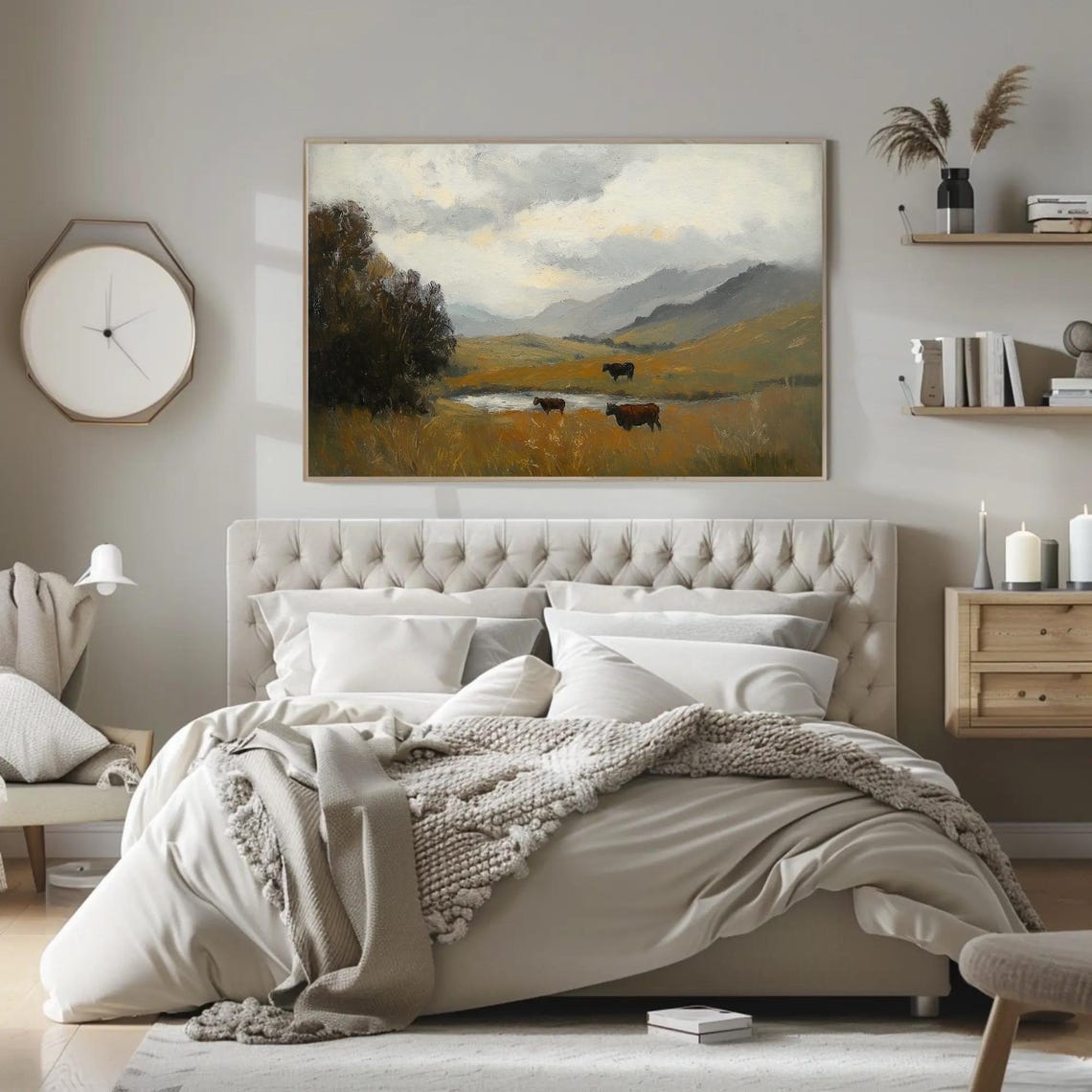 Misty Countryside Landscape With Cattle Grazing By The River Poster - Image 2