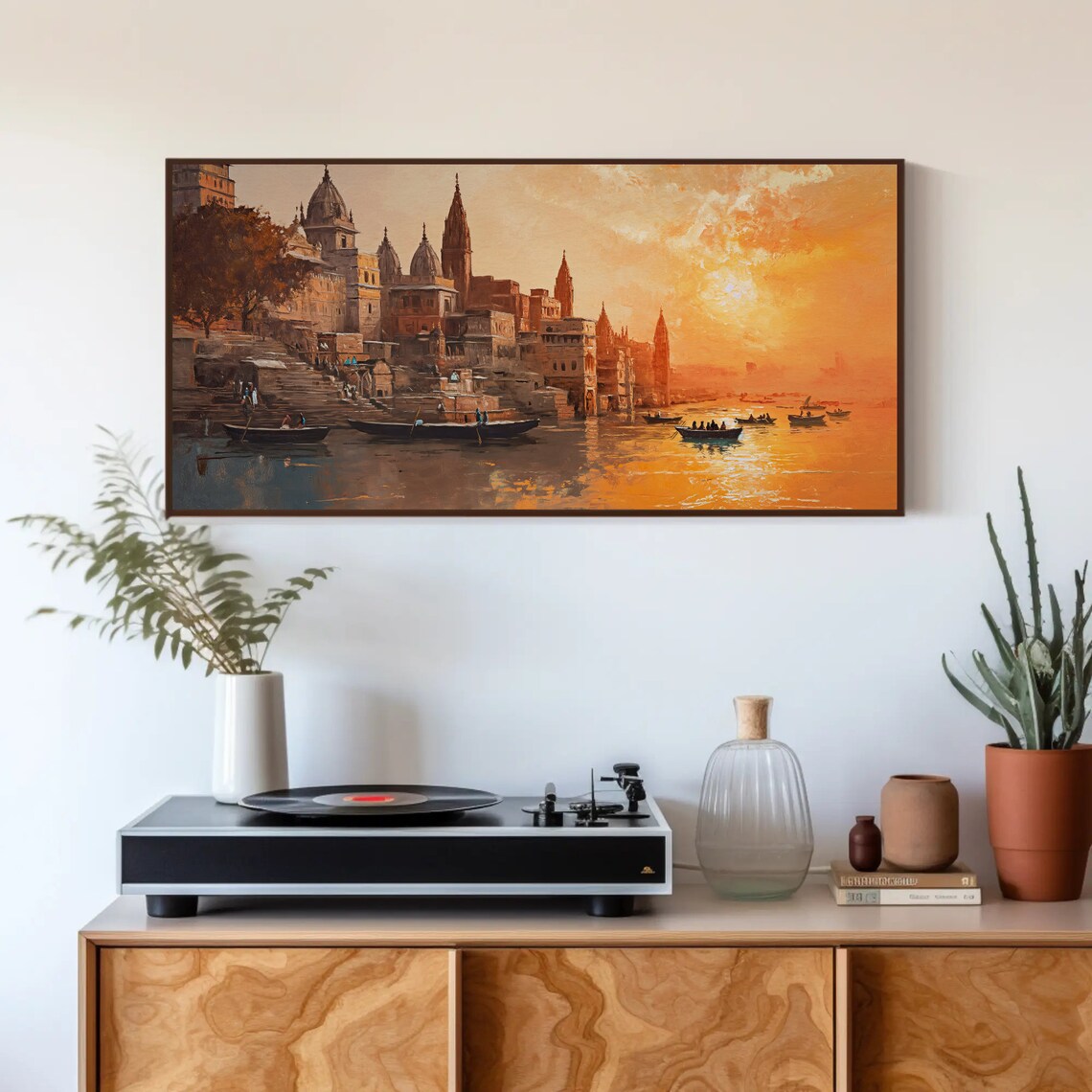 Varanasi Sunset Travel Poster, India Wall Art - Image 3