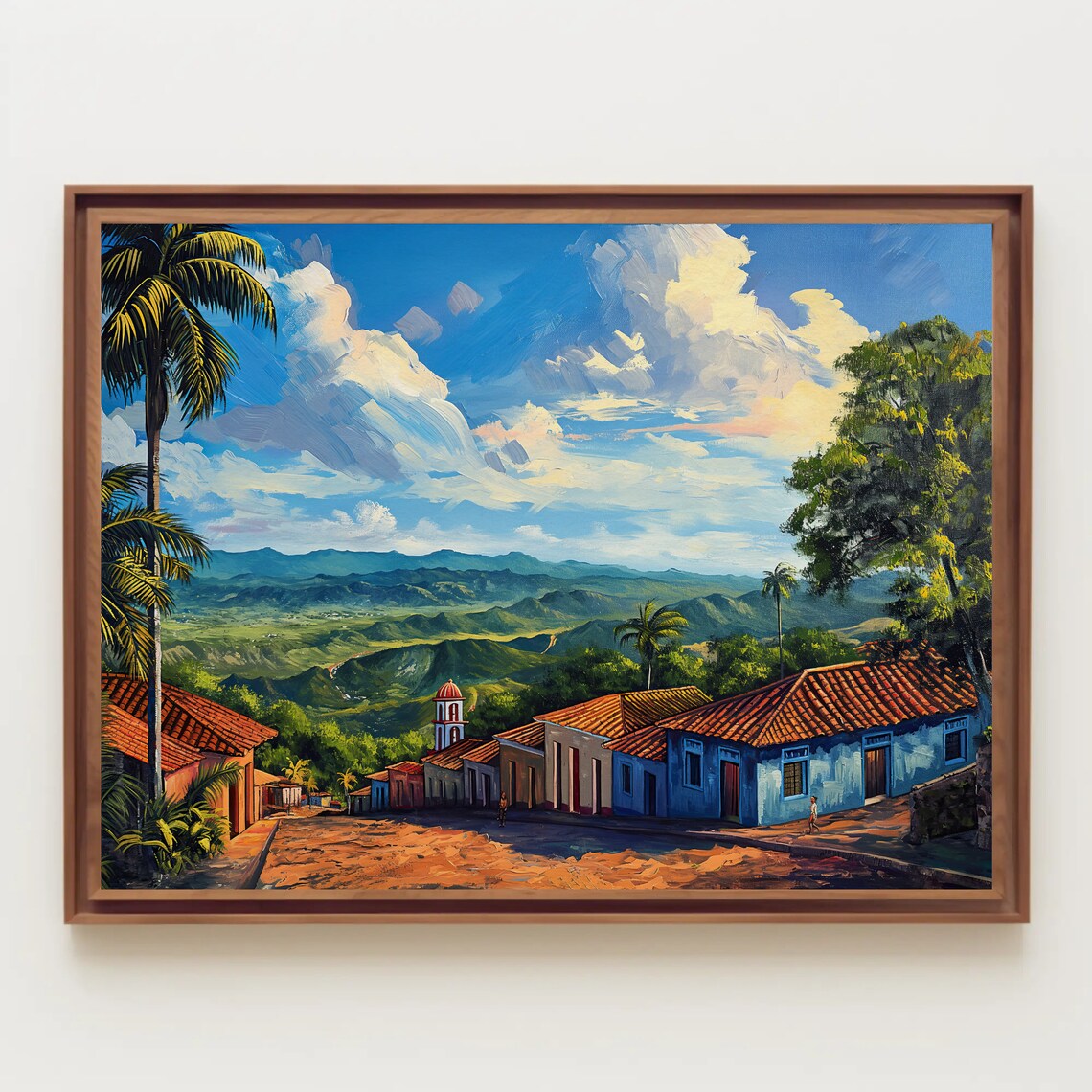 Puerto Rico Mountain Farms, Oil-Painting Style Art Print - Image 3