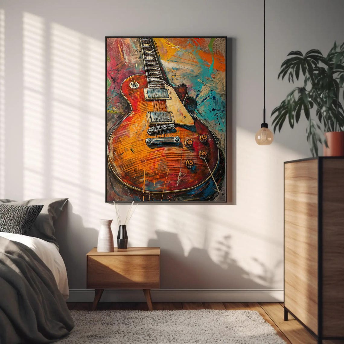 Graffiti Electric Guitar Colorful Rock Music Instrument Poster - Image 3